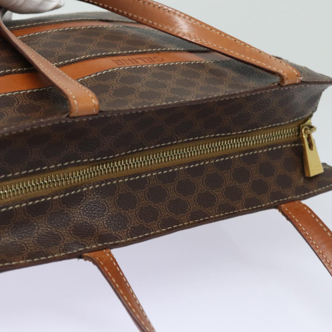 Celine Macadam Canvas Hand Bag PVC Leather Brown Auth 80816