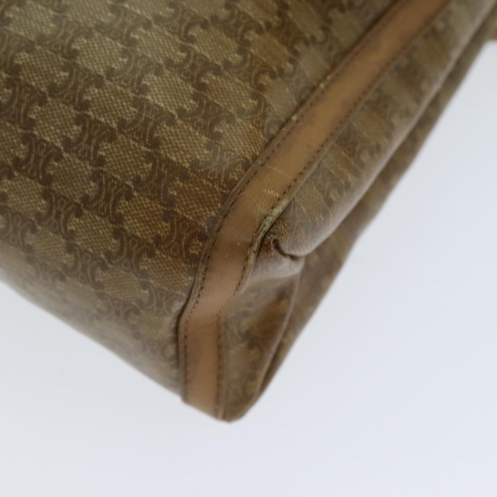 Celine Macadam Canvas Shoulder Bag PVC Leather Beige Auth 80819