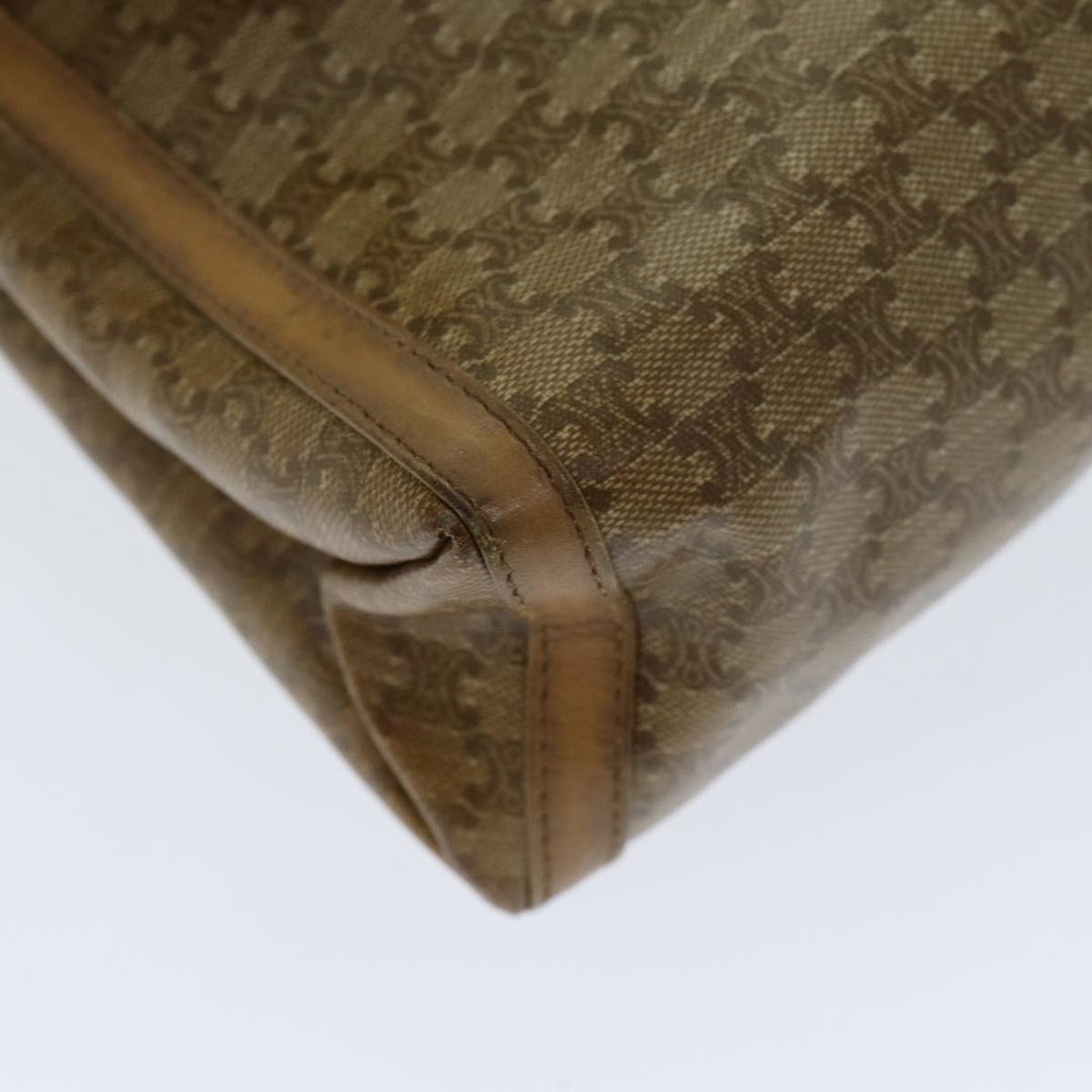 Celine Macadam Canvas Shoulder Bag PVC Leather Beige Auth 80819