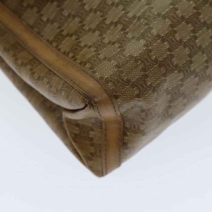 Celine Macadam Canvas Shoulder Bag PVC Leather Beige Auth 80819