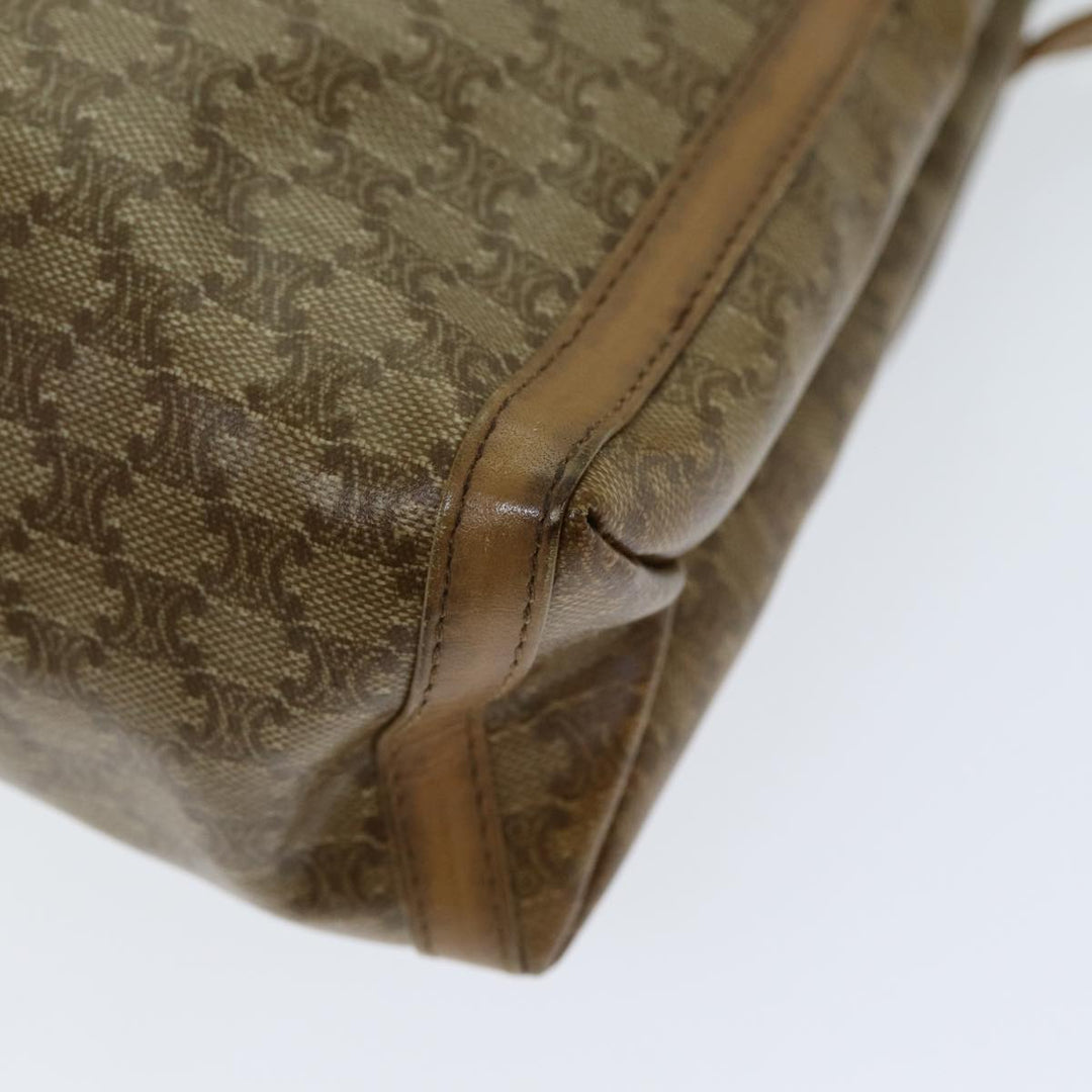 Celine Macadam Canvas Shoulder Bag PVC Leather Beige Auth 80819