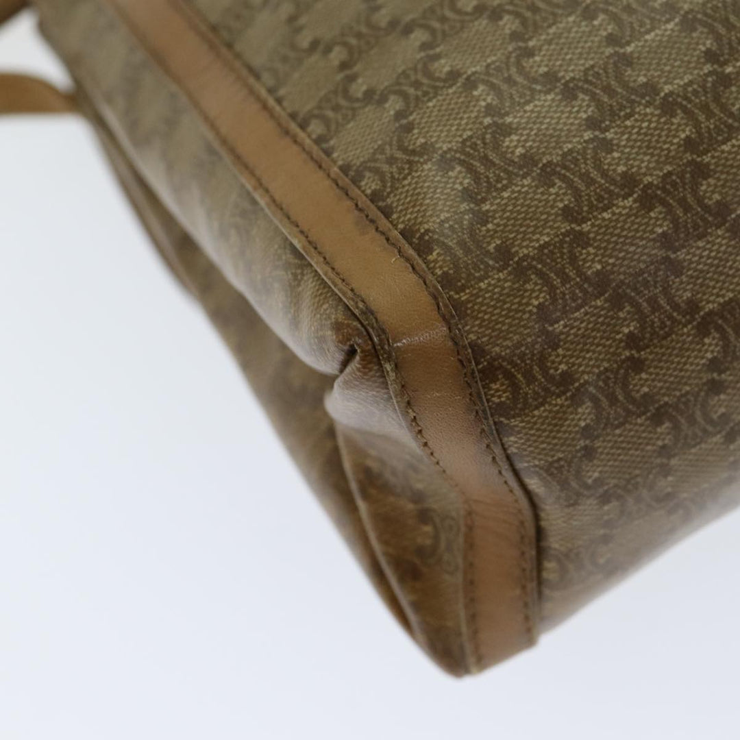 Celine Macadam Canvas Shoulder Bag PVC Leather Beige Auth 80819