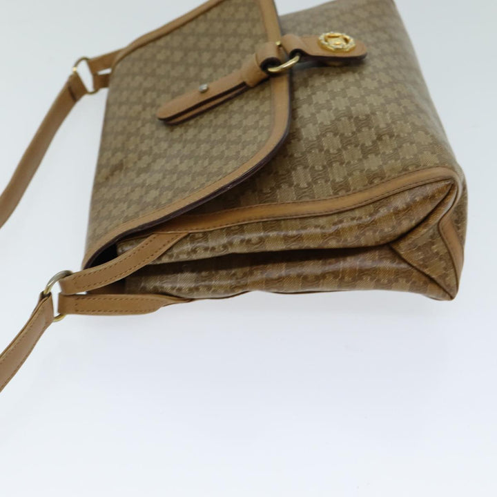 Celine Macadam Canvas Shoulder Bag PVC Leather Beige Auth 80819