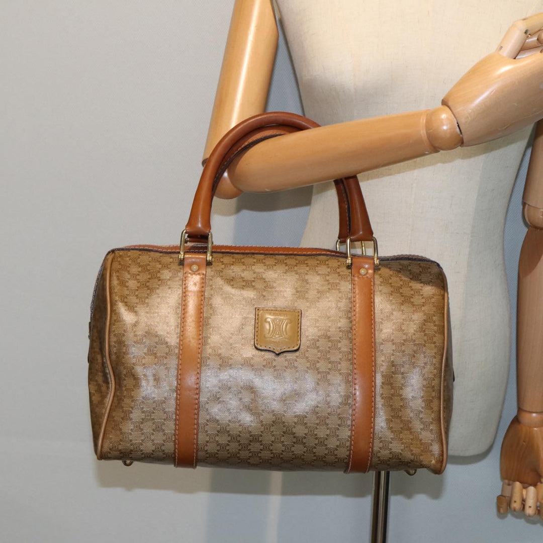 Celine Macadam Canvas Mini Boston Bag Beige  80875