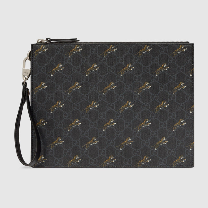 Gucci GG Tiger Printed Coated Canvas Pouch