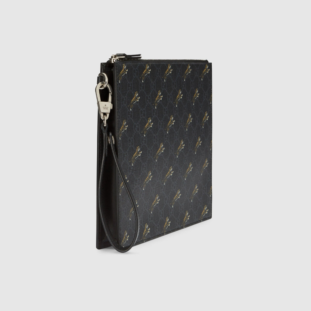 Gucci GG Tiger Printed Coated Canvas Pouch