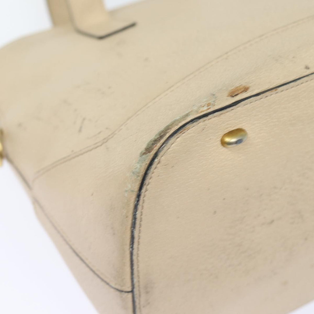 Celine Hand Bag Leather Beige Auth 80891