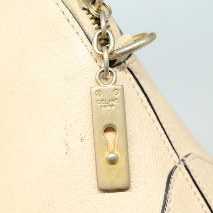 Celine Hand Bag Leather Beige Auth 80891