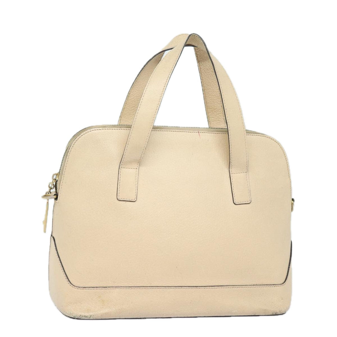 Celine Hand Bag Leather Beige Auth 80891