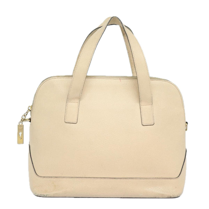 Celine Hand Bag Leather Beige Auth 80891
