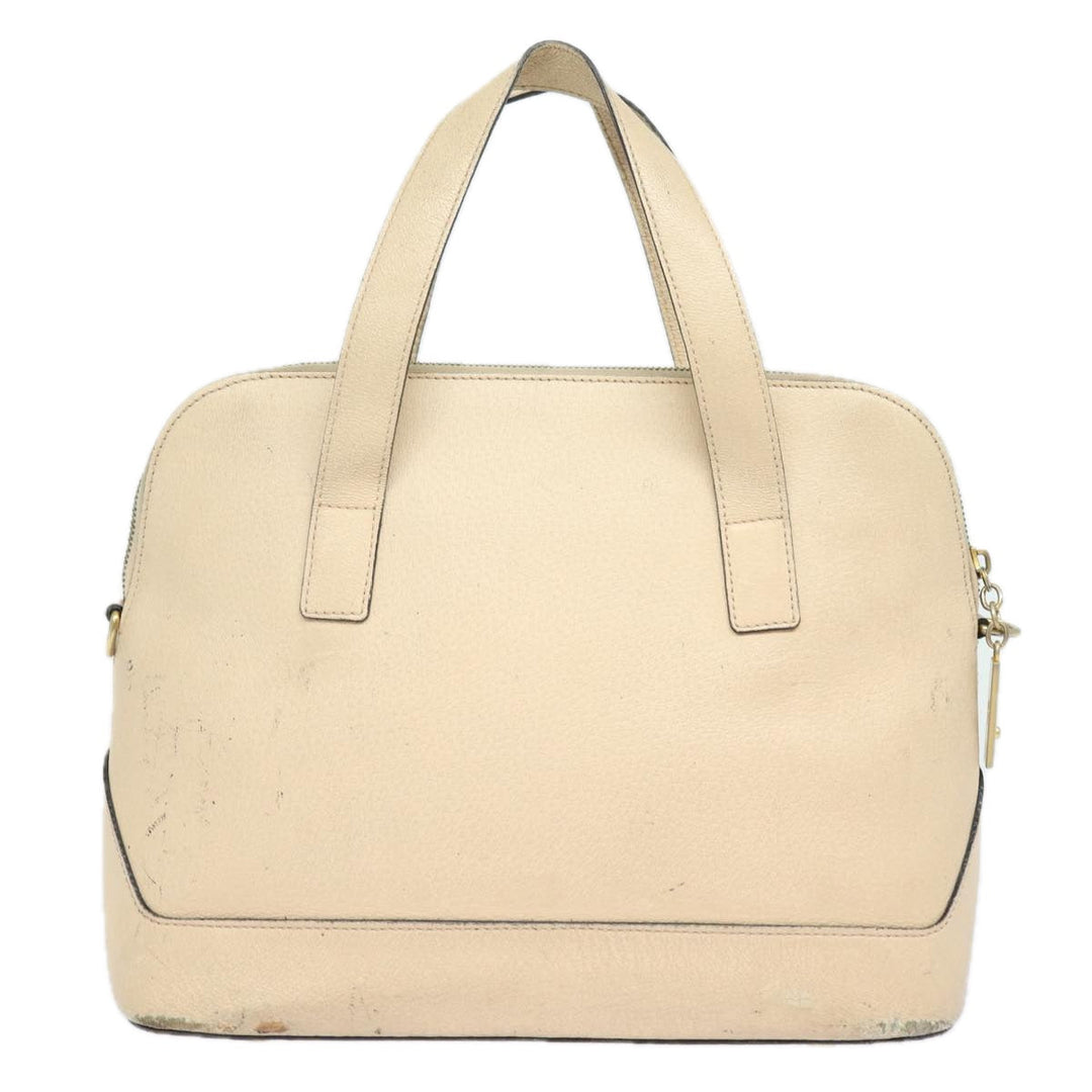 Celine Hand Bag Leather Beige Auth 80891