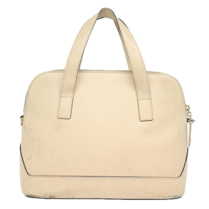 Celine Hand Bag Leather Beige Auth 80891