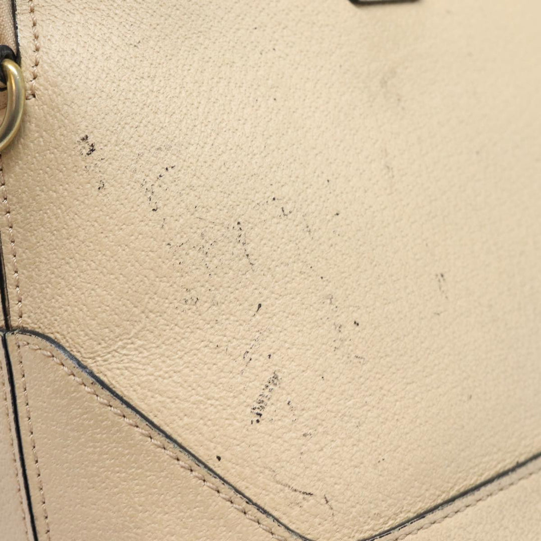 Celine Hand Bag Leather Beige Auth 80891