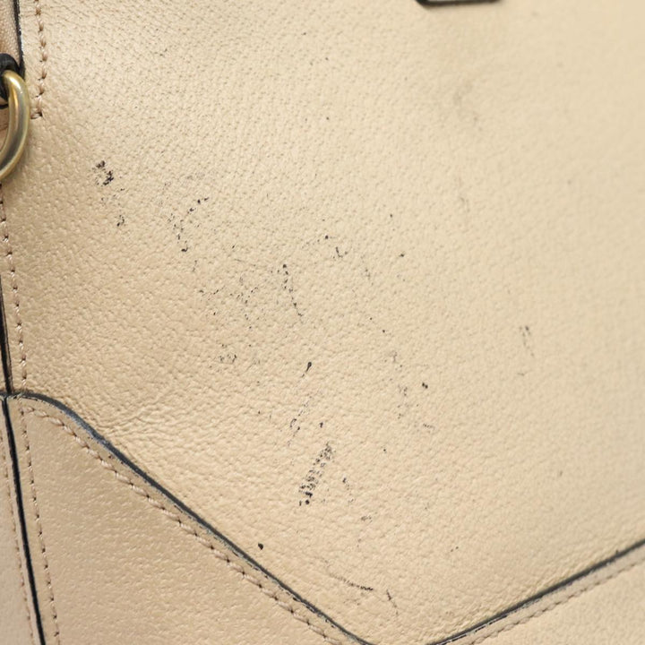 Celine Hand Bag Leather Beige Auth 80891