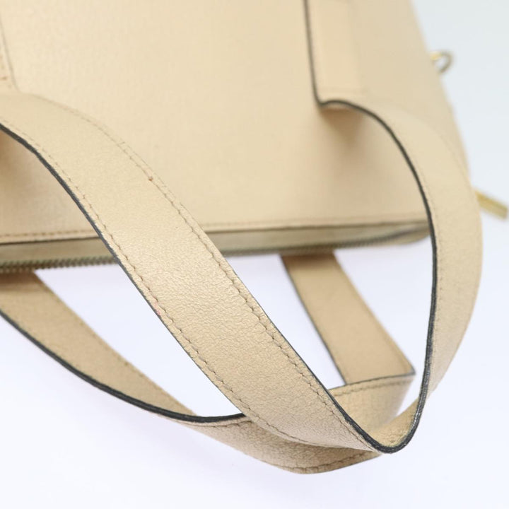 Celine Hand Bag Leather Beige Auth 80891