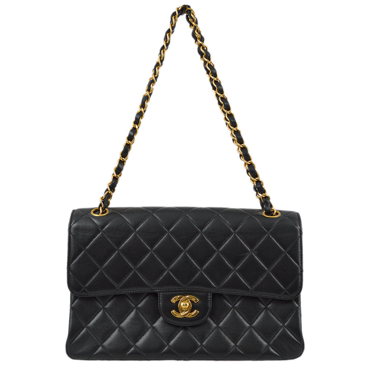 Top Quality Chanel Black Lambskin Double Sided Classic Flap Shoulder Bag