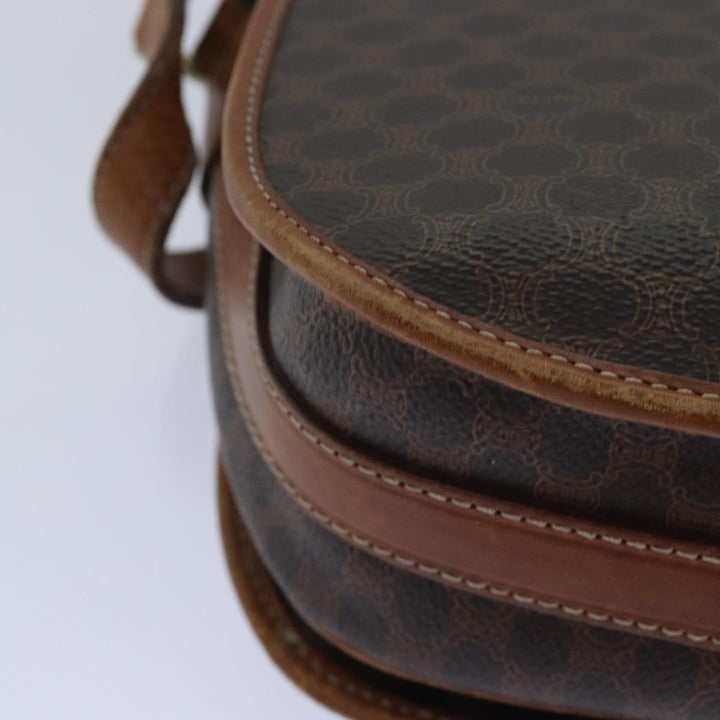Celine Macadam Canvas Shoulder Bag PVC Leather Brown Auth 80923