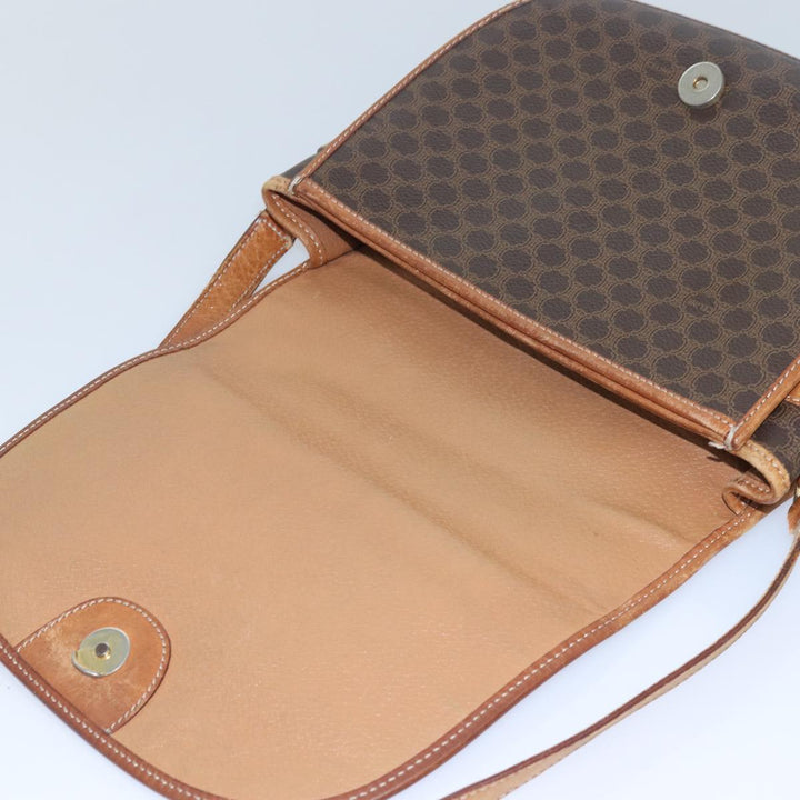 Celine Macadam Canvas Shoulder Bag PVC Leather Brown Auth 80923