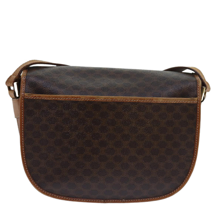 Celine Macadam Canvas Shoulder Bag PVC Leather Brown Auth 80923