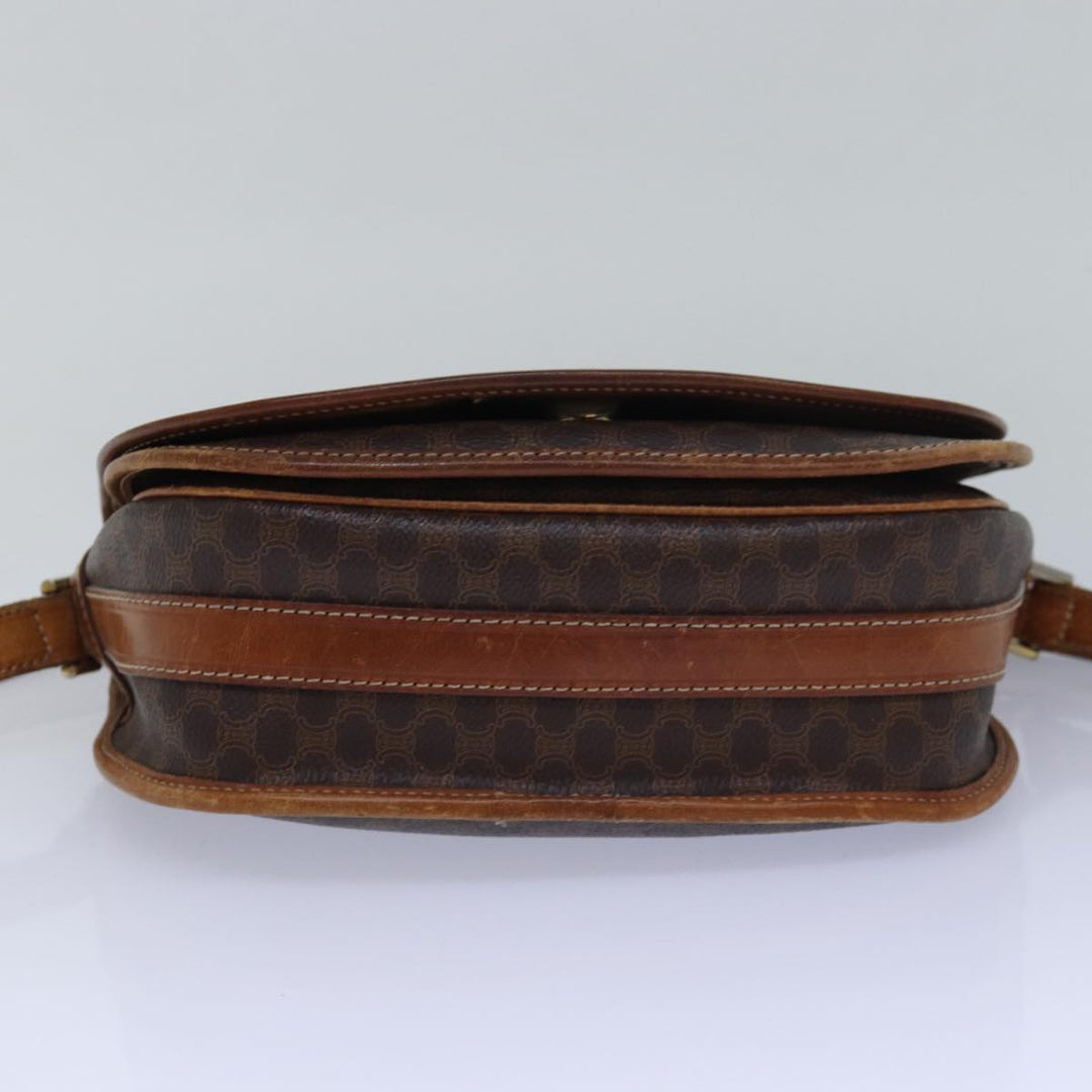 Celine Macadam Canvas Shoulder Bag PVC Leather Brown Auth 80923