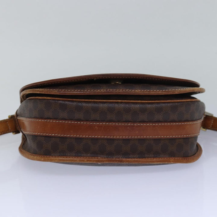 Celine Macadam Canvas Shoulder Bag PVC Leather Brown Auth 80923