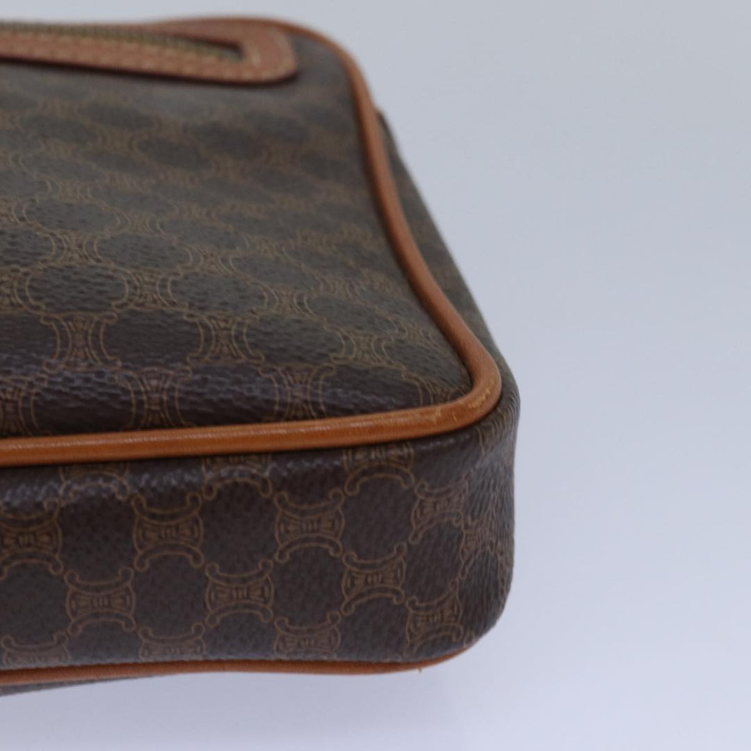 Celine Macadam Canvas Clutch Bag PVC Leather Brown Auth 80924