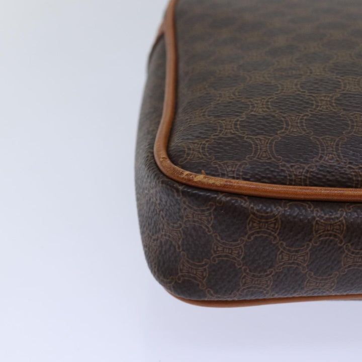Celine Macadam Canvas Clutch Bag PVC Leather Brown Auth 80924