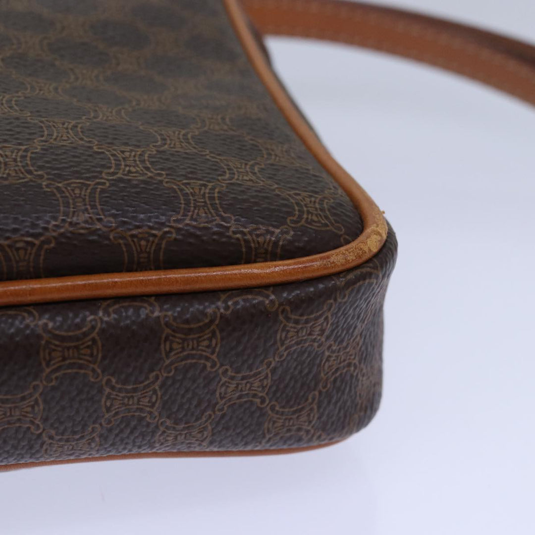 Celine Macadam Canvas Clutch Bag PVC Leather Brown Auth 80924