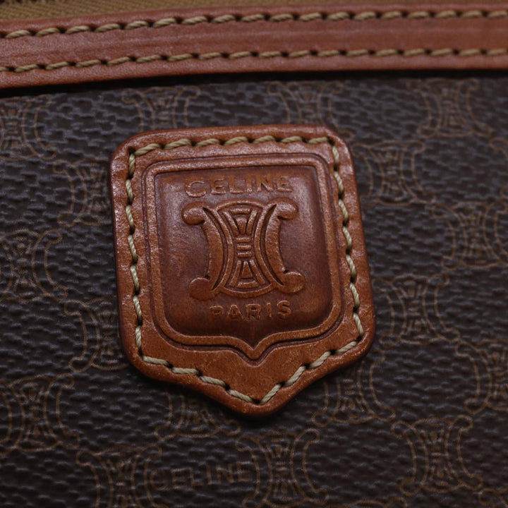 Celine Macadam Canvas Clutch Bag PVC Leather Brown Auth 80924