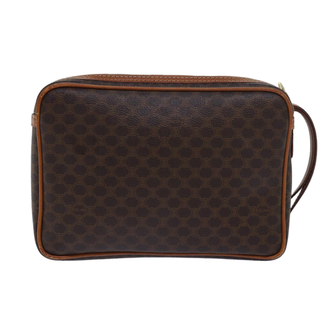 Celine Macadam Canvas Clutch Bag PVC Leather Brown Auth 80924