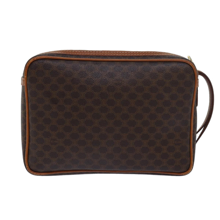 Celine Macadam Canvas Clutch Bag PVC Leather Brown Auth 80924