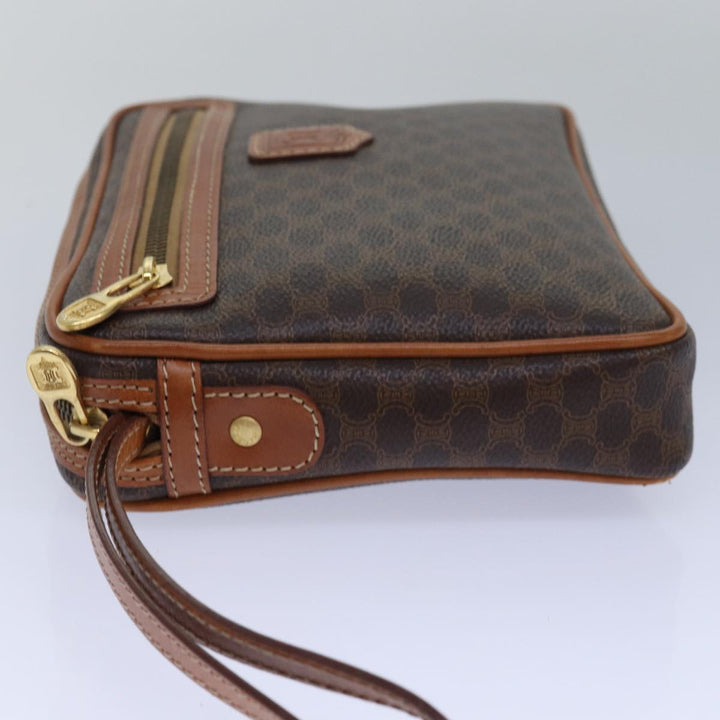 Celine Macadam Canvas Clutch Bag PVC Leather Brown Auth 80924