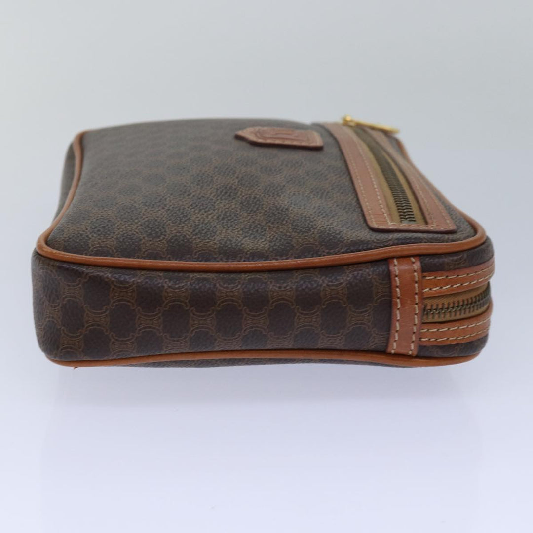 Celine Macadam Canvas Clutch Bag PVC Leather Brown Auth 80924