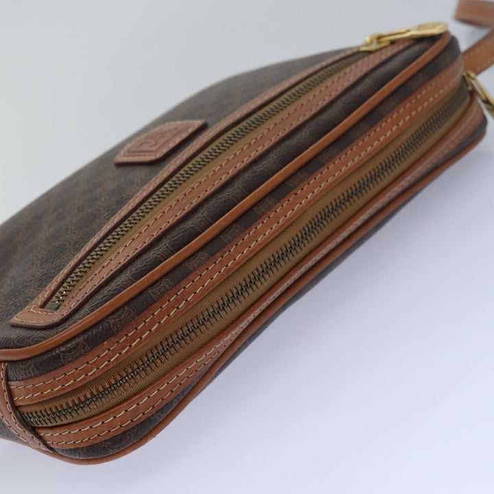 Celine Macadam Canvas Clutch Bag PVC Leather Brown Auth 80924