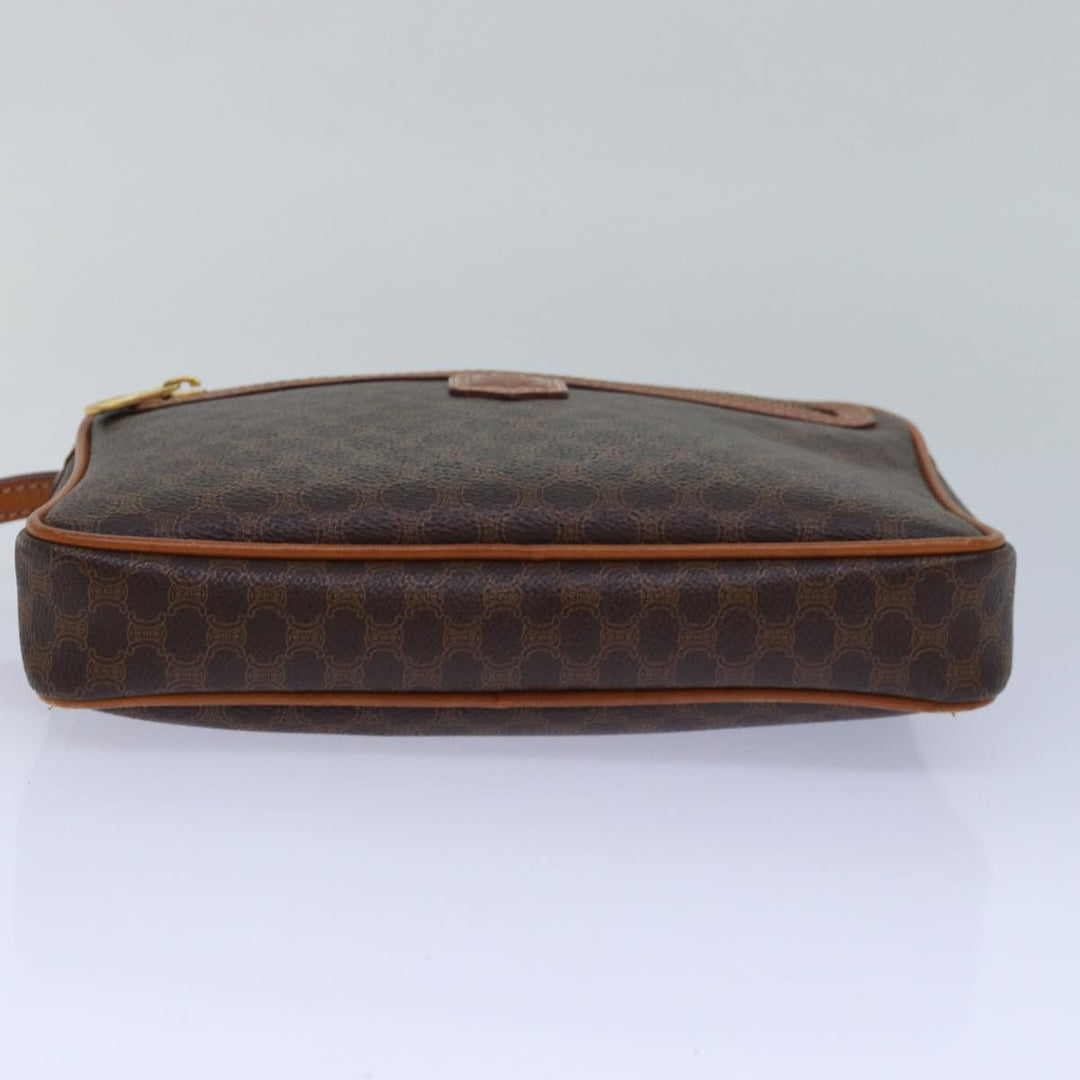 Celine Macadam Canvas Clutch Bag PVC Leather Brown Auth 80924