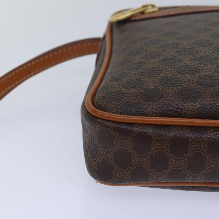 Celine Macadam Canvas Clutch Bag PVC Leather Brown Auth 80924