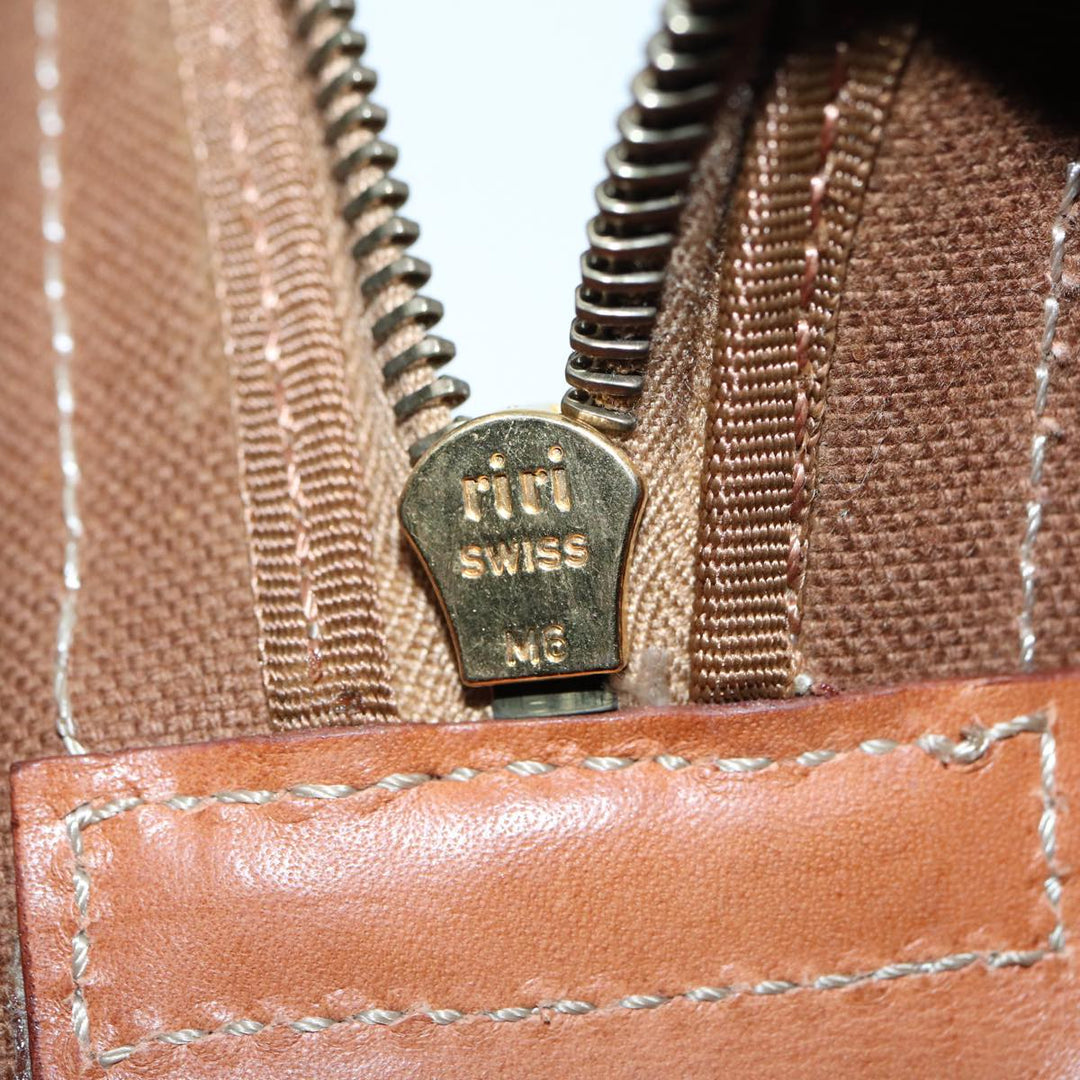 Celine Macadam Canvas Boston Bag PVC Leather Brown Auth 80956