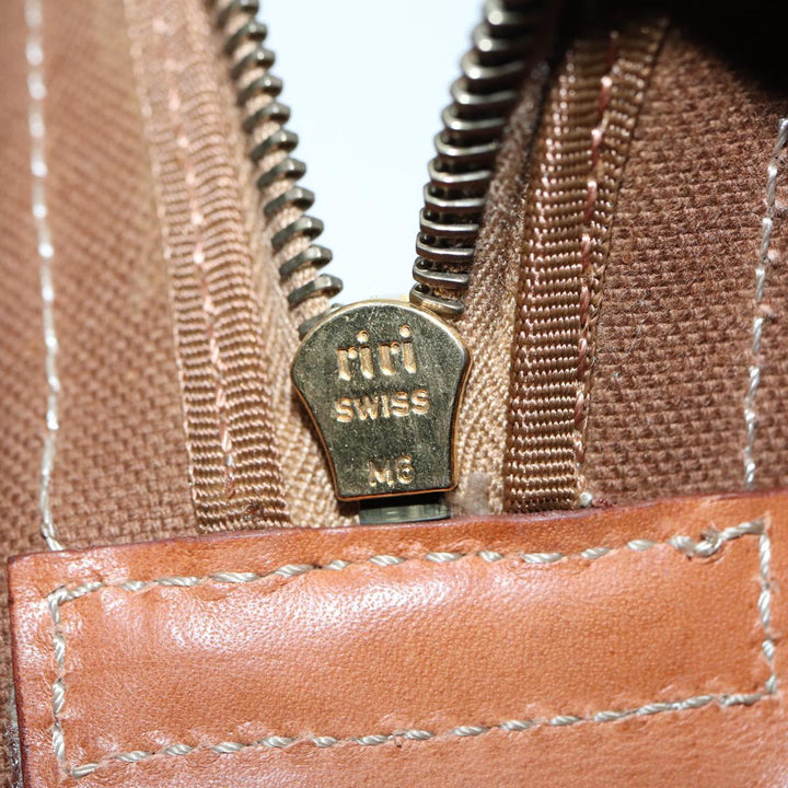 Celine Macadam Canvas Boston Bag PVC Leather Brown Auth 80956