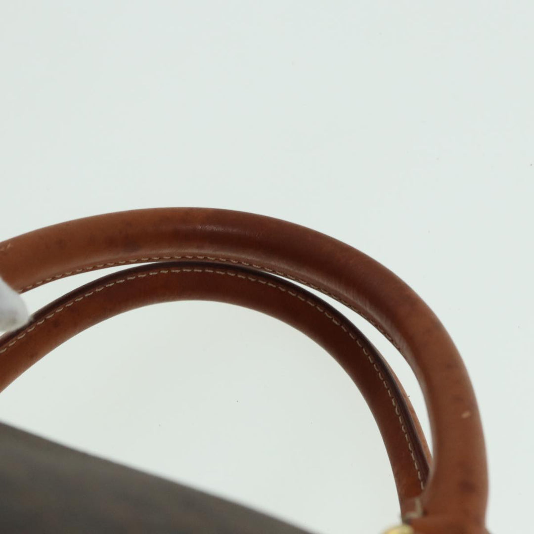 Celine Macadam Canvas Boston Bag PVC Leather Brown Auth 80956