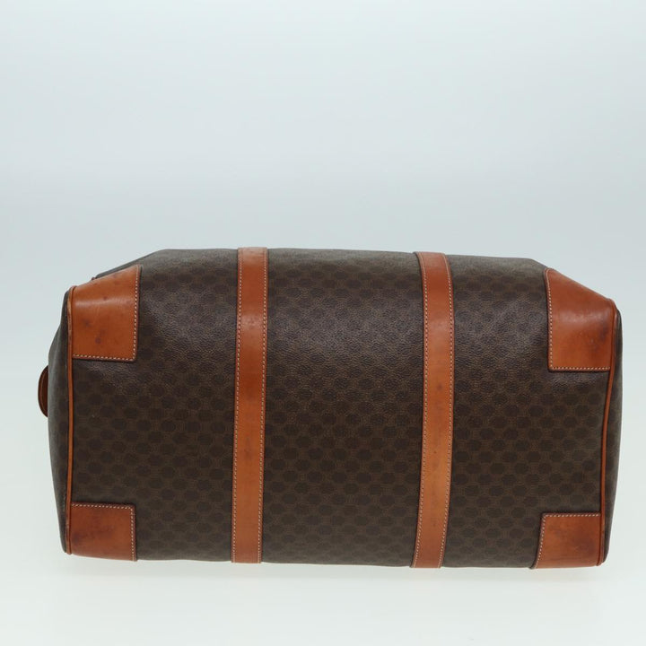 Celine Macadam Canvas Boston Bag PVC Leather Brown Auth 80956