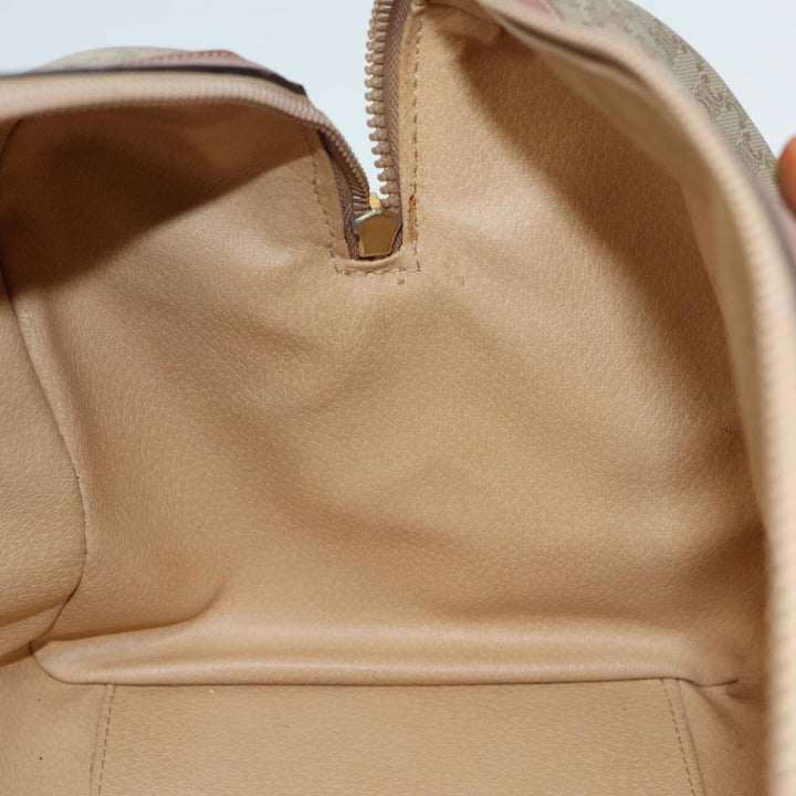 Celine Macadam Canvas Boston Bag PVC Leather Beige Auth 80957