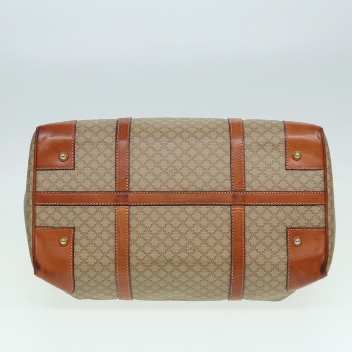 Celine Macadam Canvas Boston Bag PVC Leather Beige Auth 80957