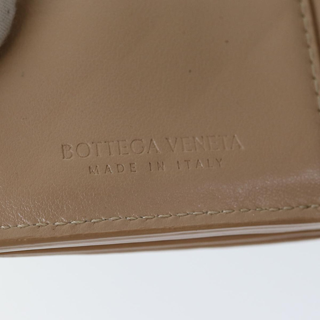 Bottega veneta INTRECCIATO Compact Wallet Leather Beige Auth 80983