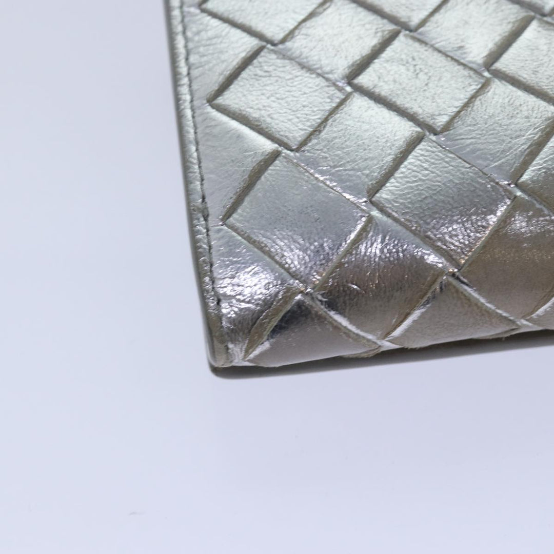 Bottega veneta INTRECCIATO Long Wallet Leather Silver tone Auth 80984