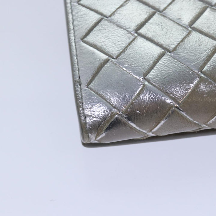 Bottega veneta INTRECCIATO Long Wallet Leather Silver tone Auth 80984