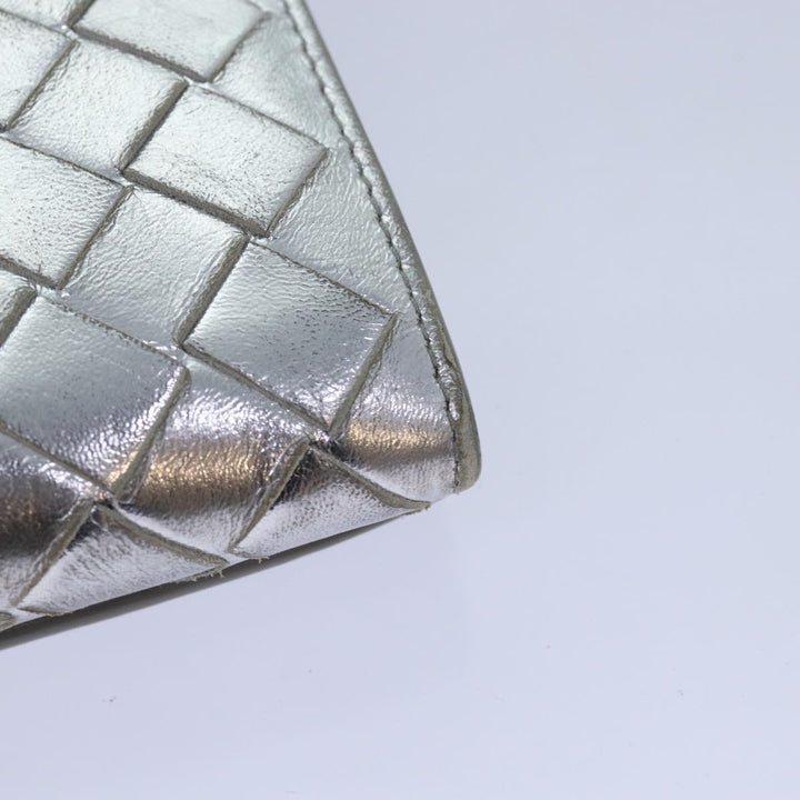 Bottega veneta INTRECCIATO Long Wallet Leather Silver tone Auth 80984