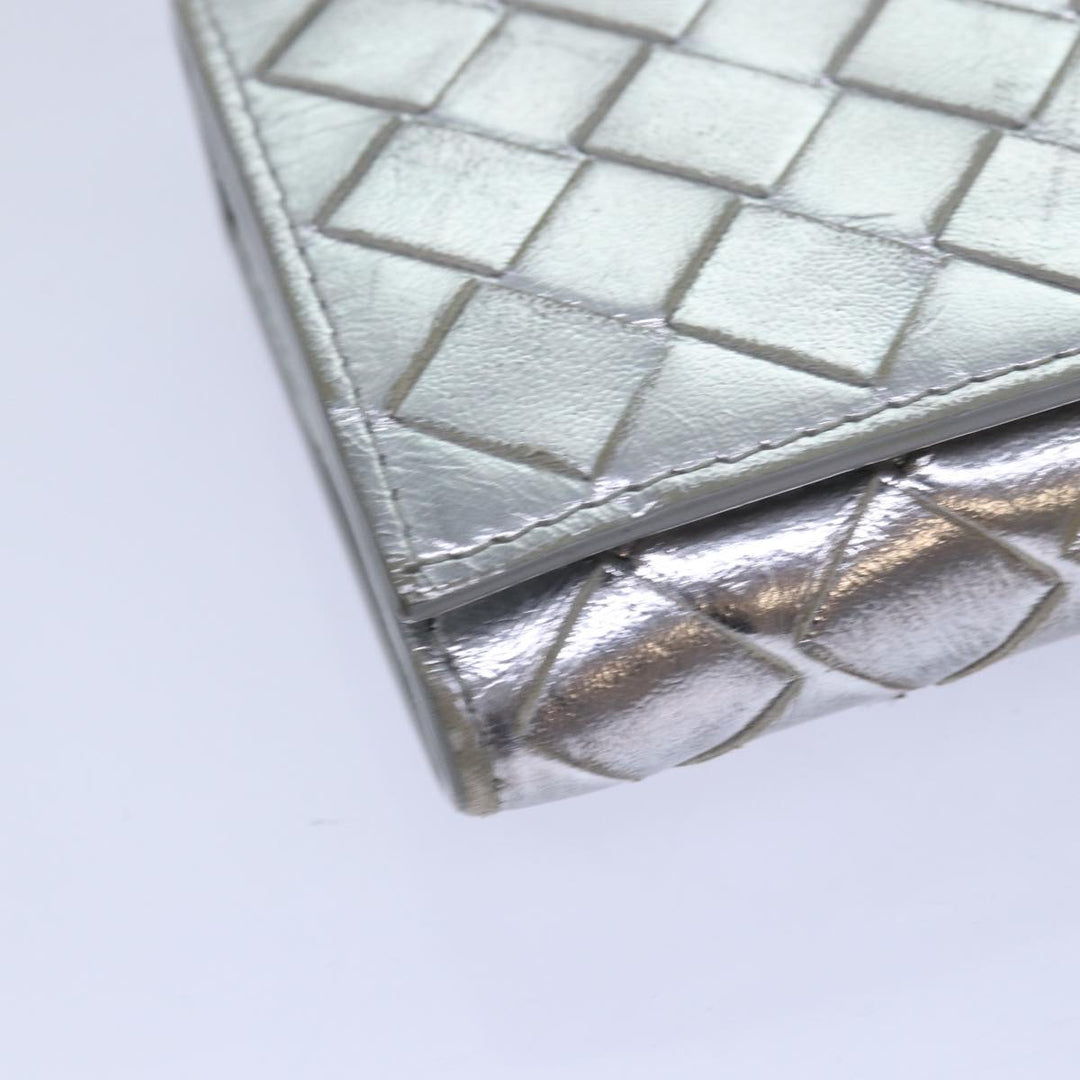 Bottega veneta INTRECCIATO Long Wallet Leather Silver tone Auth 80984
