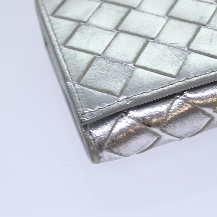 Bottega veneta INTRECCIATO Long Wallet Leather Silver tone Auth 80984