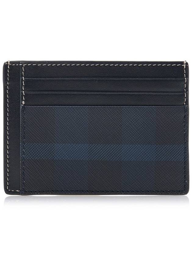 Burberry Check Print Money Clip Card Wallet Navy