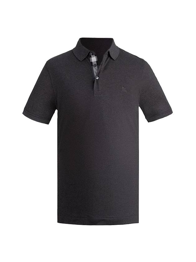 Burberry Wheeler Embroidered Logo Cotton Polo Shirt Charcoal
